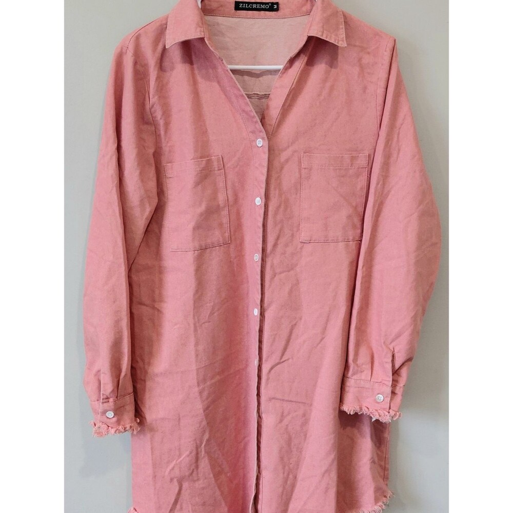 Zilcremo Pink Midi Shirt Dress